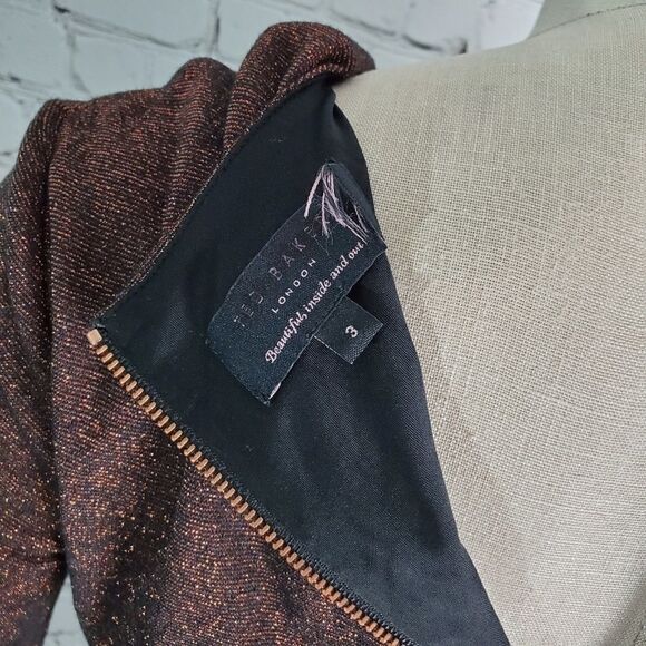 Ted Baker Front Twist Lizzey Dress Copper Metallic - Picture 6 of 8